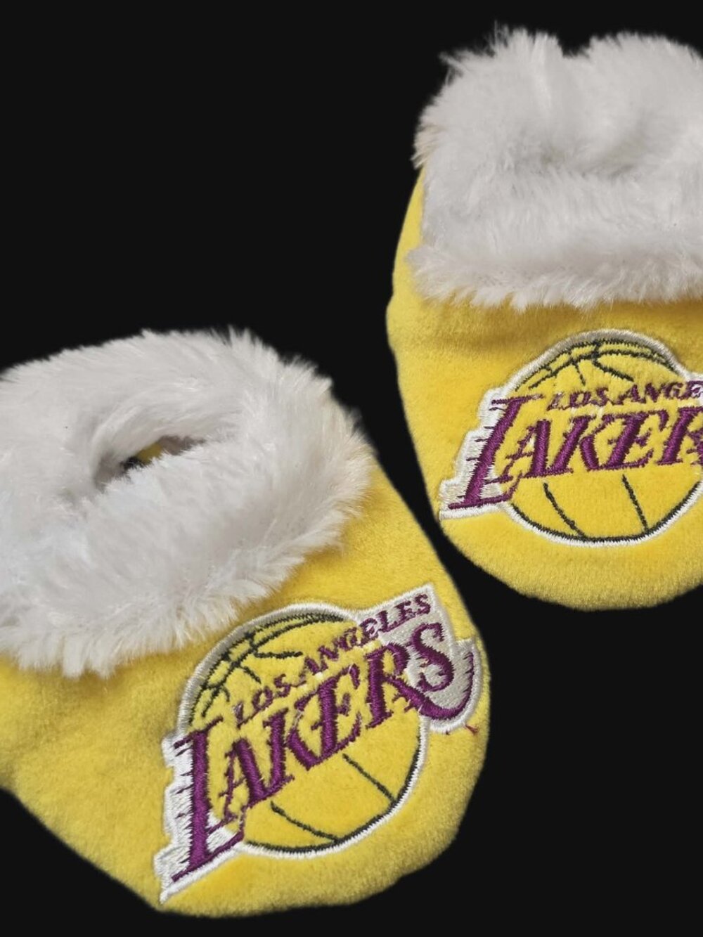 Los Angeles Lakers Infant Plush Slipper Booties Yellow White Team Logo
